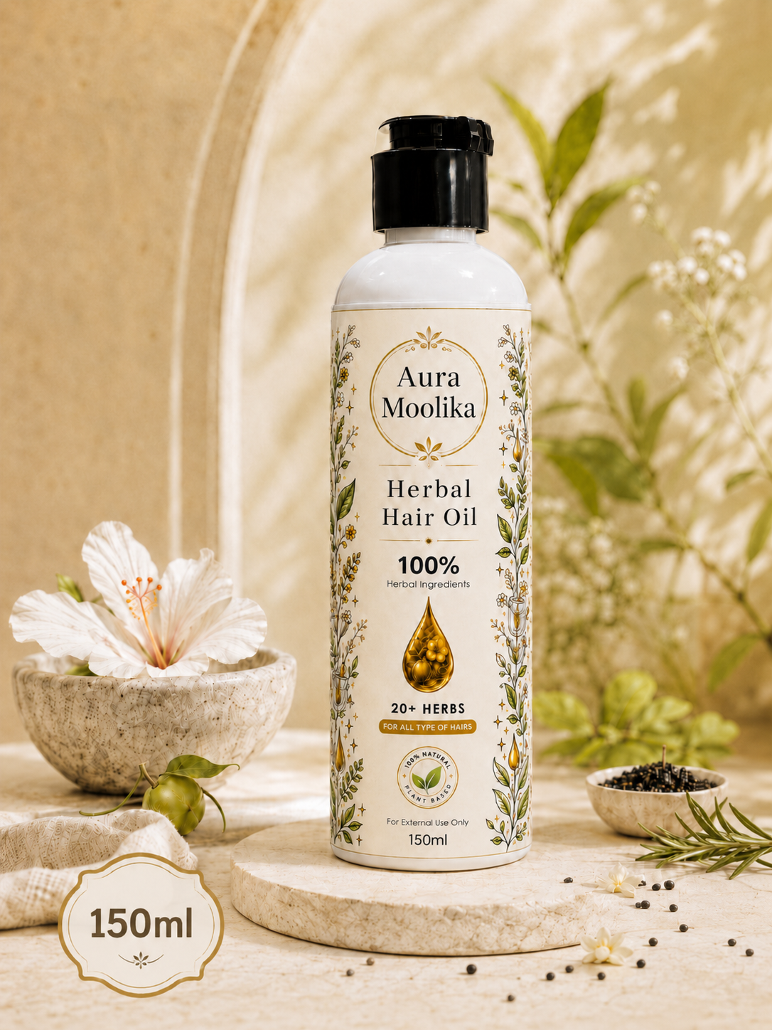 Herbal Hair Oil - 20+ Herbs for Hair Fall, Growth & Shine
