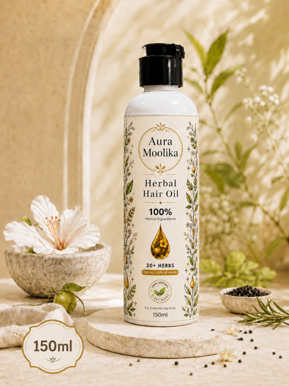 Herbal Hair Oil - 20+ Herbs for Hair Fall, Growth & Shine