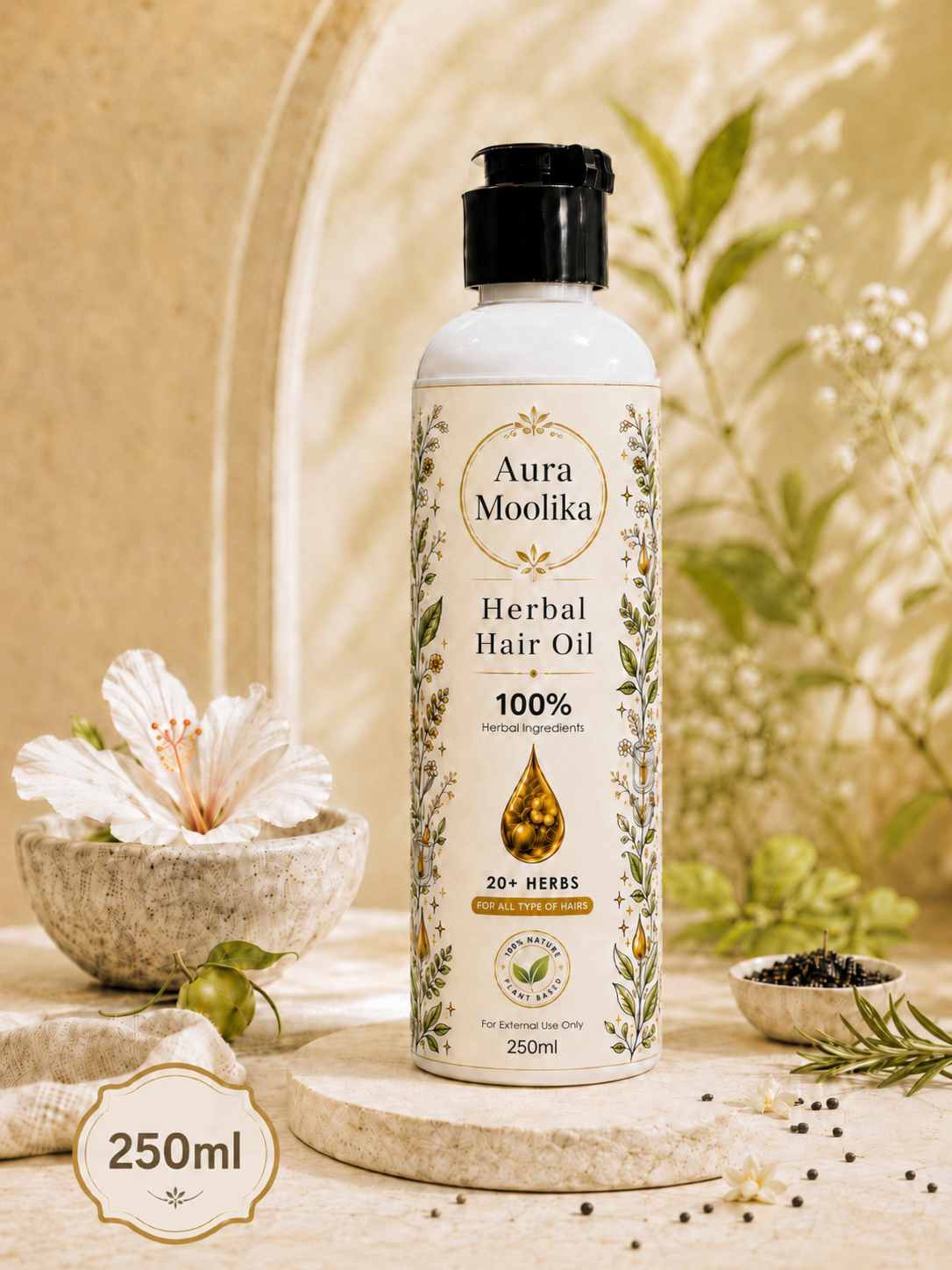 Herbal Hair Oil - 20+ Herbs for Hair Fall, Growth & Shine