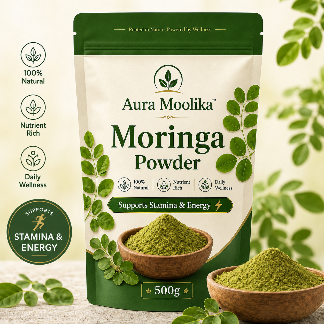 Moringa Powder - Natural Stamina & Energy Superfood for Adults