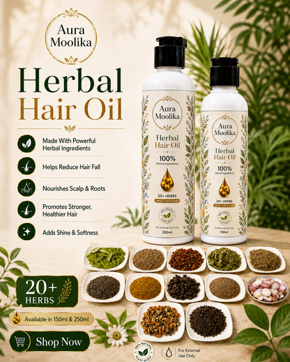 Herbal Hair Oil - 20+ Herbs for Hair Fall, Growth & Shine